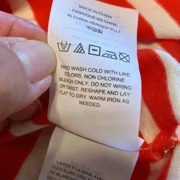 J Crew Red & White Striped Short Sleeve Shirt with Tassels in Size Large. - Picture 6 of 11